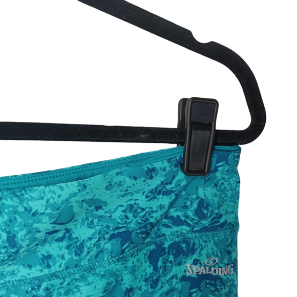 SPALDING Teal Green/ Blue Print Athletic Capri Crop Leggings Large - Picture 7 of 8